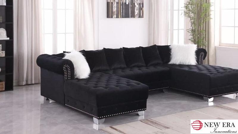 Jordan II Black Double Chaise Velvet Sectional by New Era Innovations at Eve Furniture