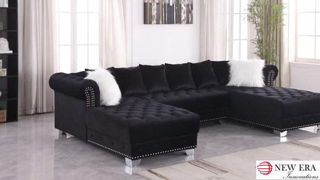 Jordan II Black Double Chaise Velvet Sectional by New Era Innovations at Eve Furniture