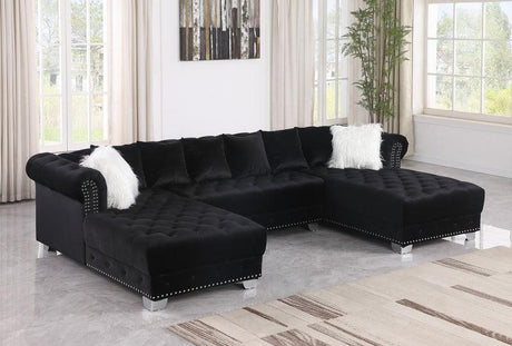 Jordan II Black Double Chaise Velvet Sectional by New Era Innovations at Eve Furniture
