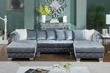 Jordan II Grey Double Chaise Velvet Sectional by New Era Innovations at Eve Furniture