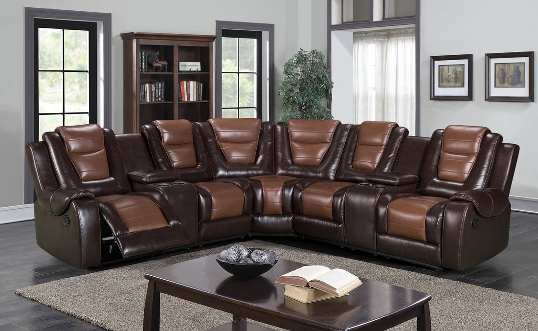 Jordan Brown Leather Reclining Sectional