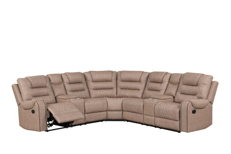 Jordon Brown Reclining Sectional by Happy Homes at Eve Furniture