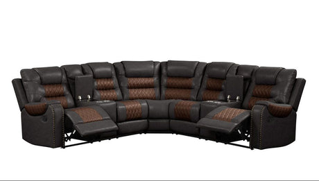 Jordon Brown Two-Tone Reclining Sectional by Happy Homes at Eve Furniture