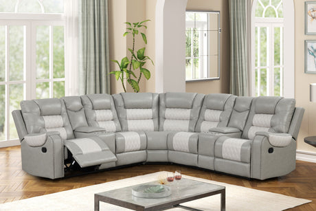 Jordon Grey Two-Tone Reclining Sectional by Happy Homes at Eve Furniture