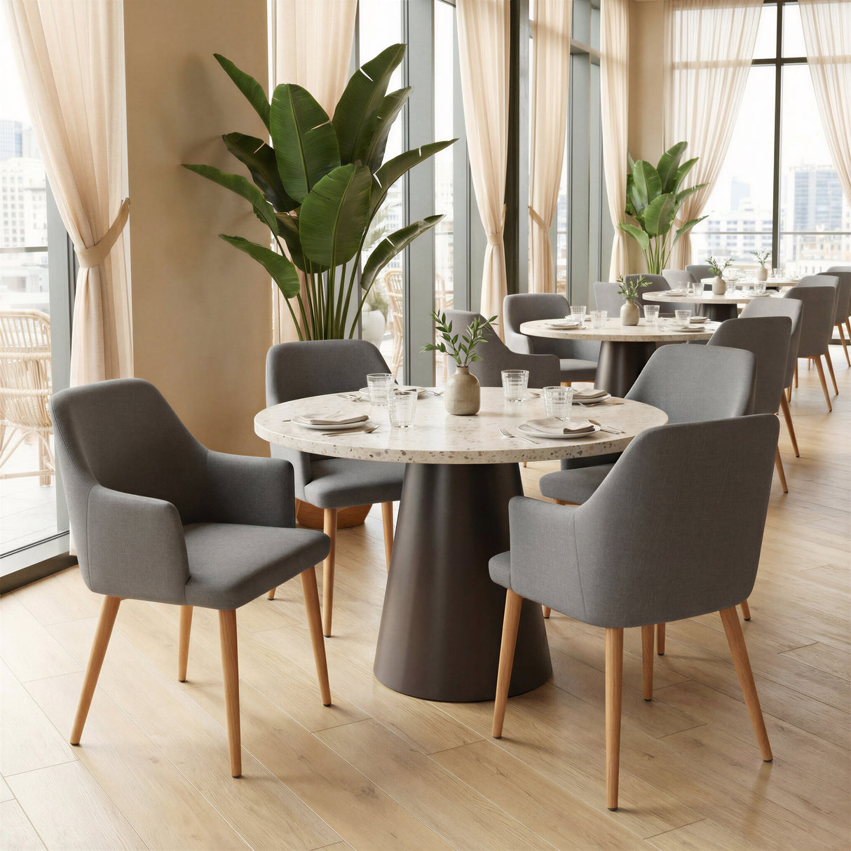Jorf Beige & Bronze Dining Table by Zuomod at Eve Furniture