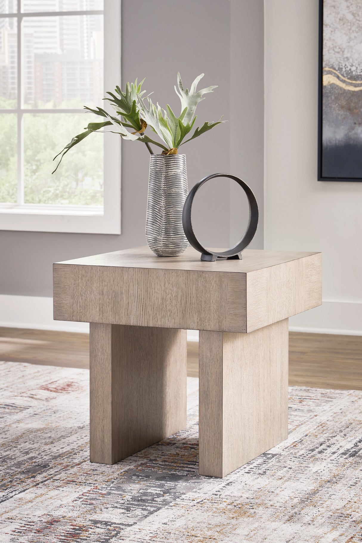 Jorlaina Light Grayish Brown End Table