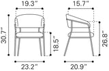 Josephine Cream Dining Chair (Set of 2) by Zuomod at Eve Furniture