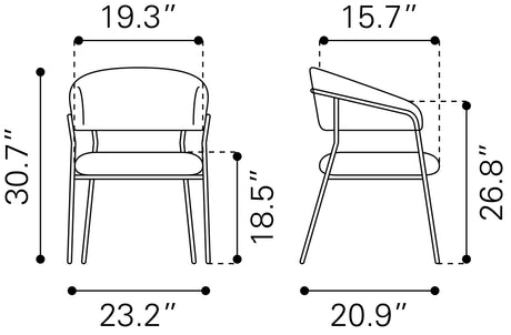 Josephine Cream Dining Chair (Set of 2) by Zuomod at Eve Furniture