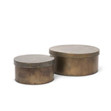 Josephine Round Antique Gold Metal Box (Set of 2) by Mercana at Eve Furniture