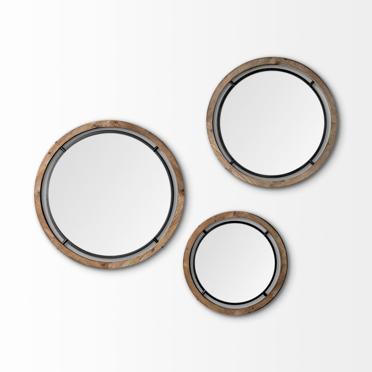 Josi Brown Wood and Black Metal Frame Mirror by Mercana at Eve Furniture