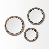 Josi Brown Wood and Black Metal Frame Mirror by Mercana at Eve Furniture