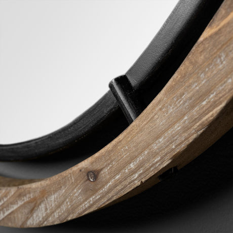 Josi Brown Wood and Black Metal Frame Mirror by Mercana at Eve Furniture