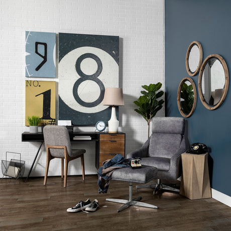 Josi Brown Wood and Black Metal Frame Mirror by Mercana at Eve Furniture