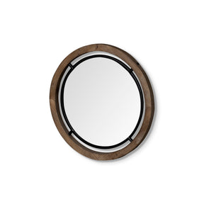 Josi Brown Wood and Black Metal Frame Mirror by Mercana at Eve Furniture