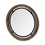 Josi Brown Wood and Black Metal Frame Mirror by Mercana at Eve Furniture