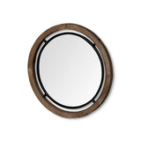 Josi Brown Wood and Black Metal Frame Mirror by Mercana at Eve Furniture