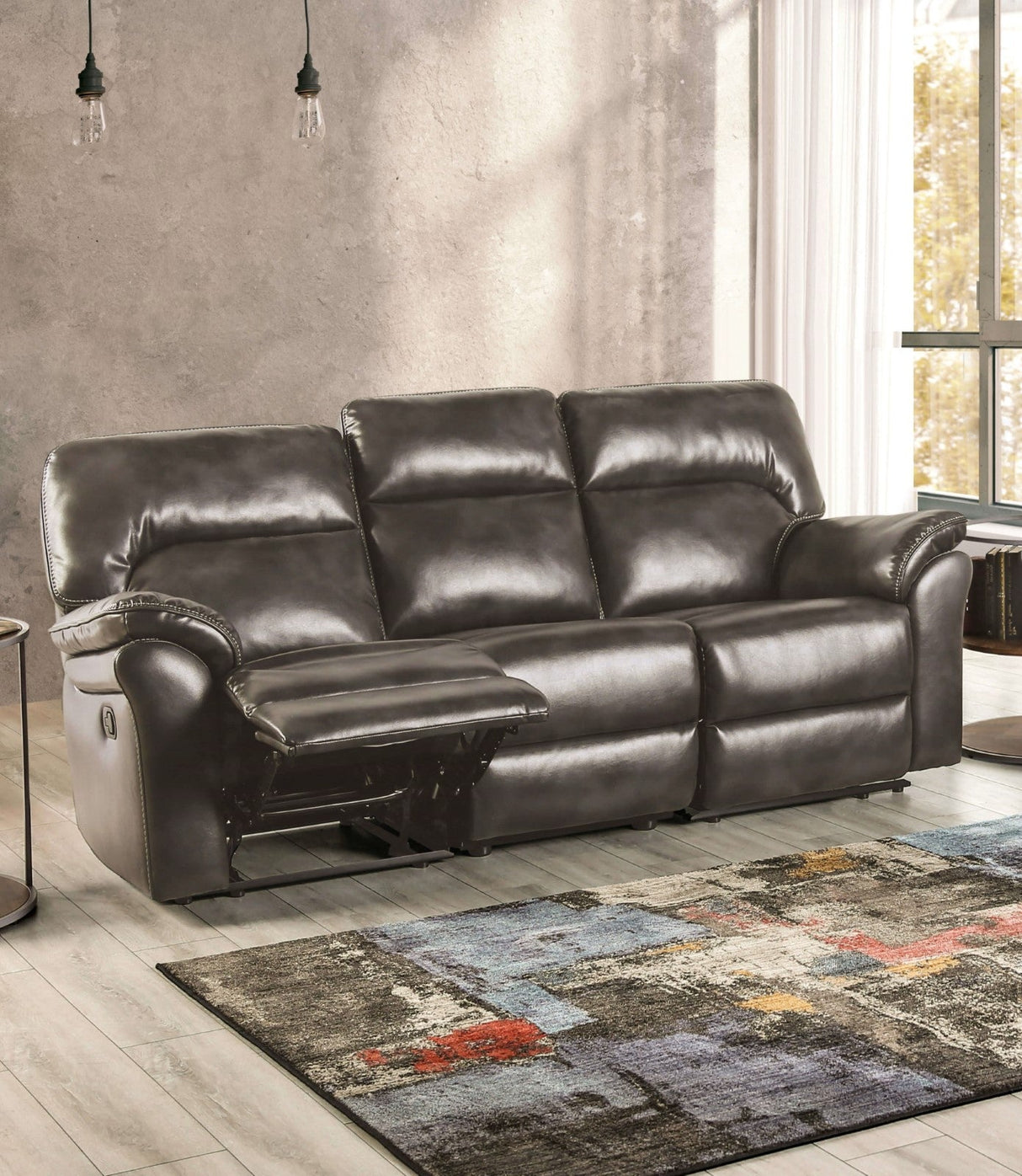 Josias Dark Gray Leatherette Sofa & Loveseat by Furniture of America at Eve Furniture