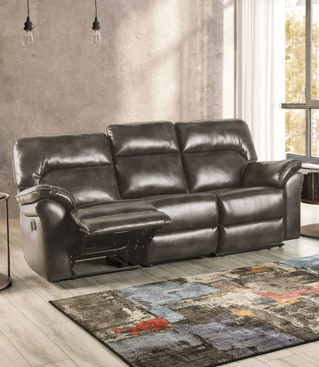 Josias Dark Gray Leatherette Sofa & Loveseat by Furniture of America at Eve Furniture