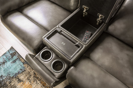 Josias Dark Gray Leatherette Sofa & Loveseat by Furniture of America at Eve Furniture