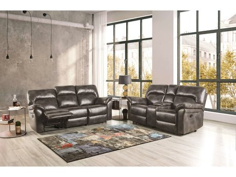 Josias Dark Gray Leatherette Sofa & Loveseat by Furniture of America at Eve Furniture