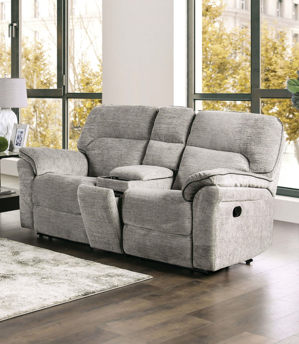 Josias Light Gray Fabric Sofa & Loveseat by Furniture of America at Eve Furniture