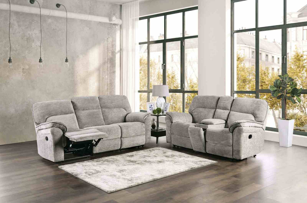 Josias Light Gray Reclining Sofa by Furniture of America at Eve Furniture