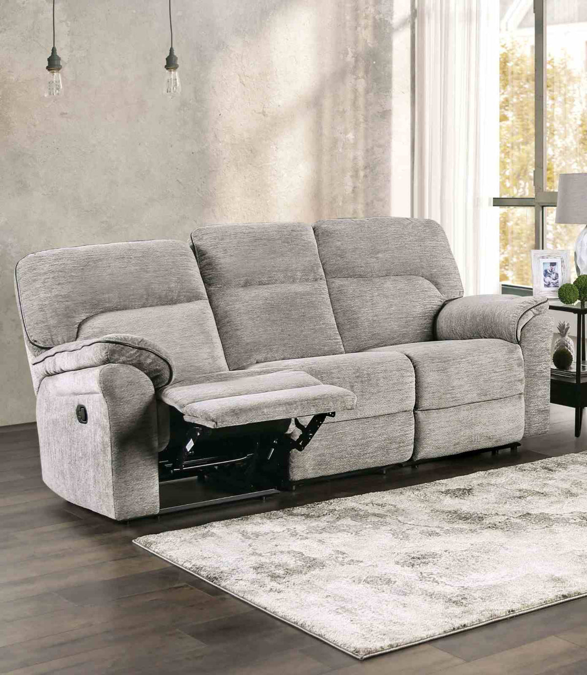 Josias Light Gray Reclining Sofa by Furniture of America at Eve Furniture