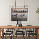 Josie (42"x14.5"x20") Natural Wood Chassis Six Light Chandelier by Mercana at Eve Furniture