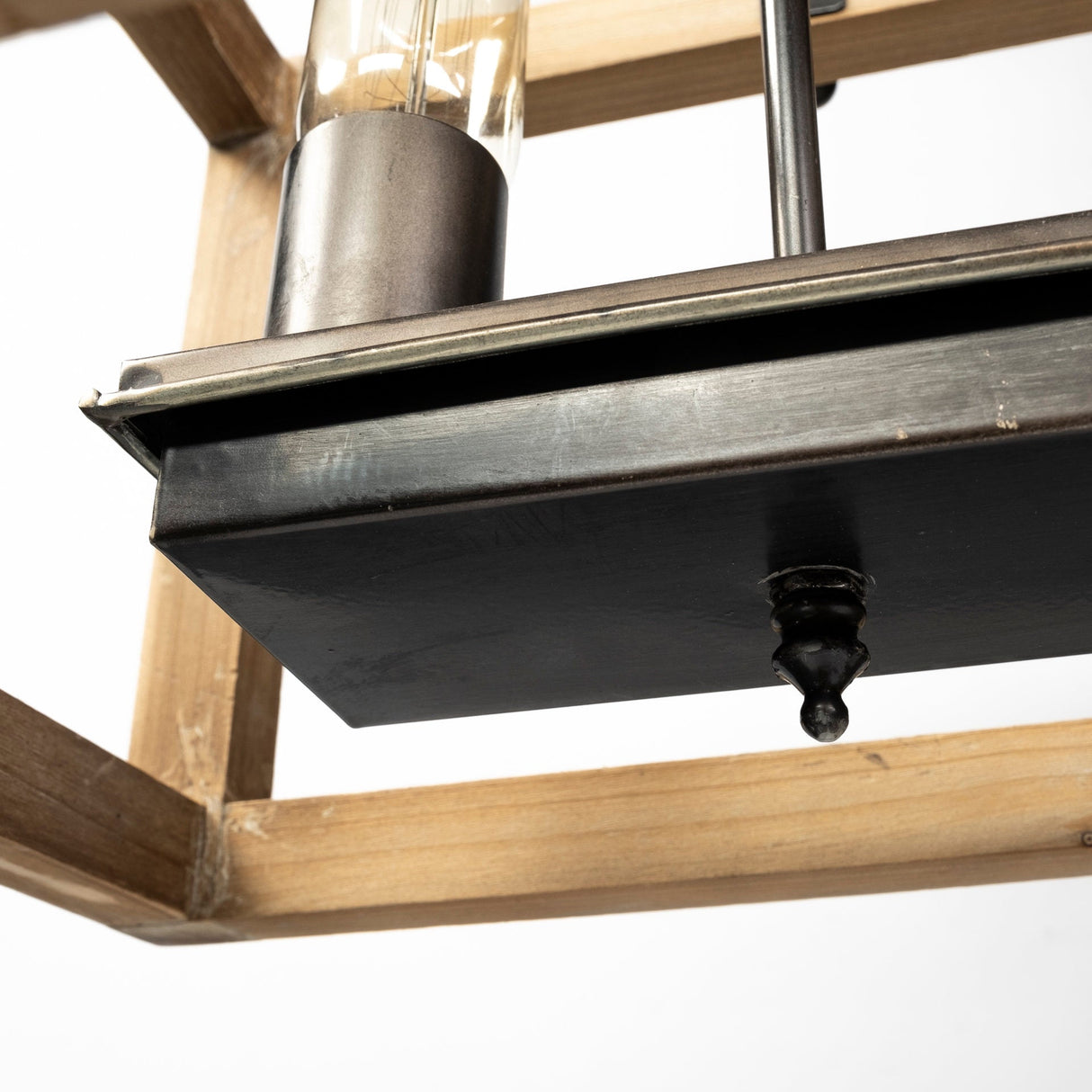Josie (42"x14.5"x20") Natural Wood Chassis Six Light Chandelier by Mercana at Eve Furniture