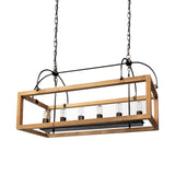 Josie (42"x14.5"x20") Natural Wood Chassis Six Light Chandelier by Mercana at Eve Furniture
