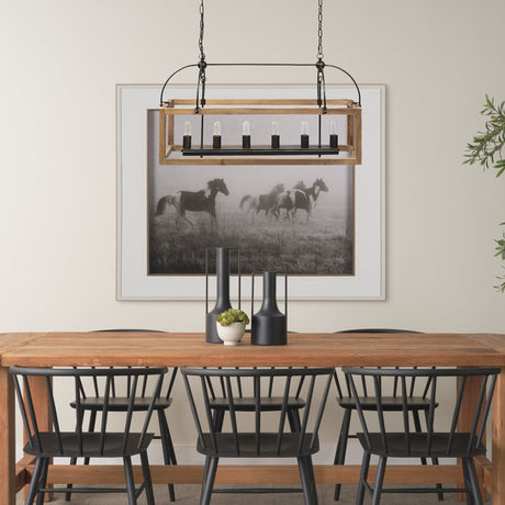 Josie Natural Wood Chassis Six Light Chandelier by Mercana at Eve Furniture