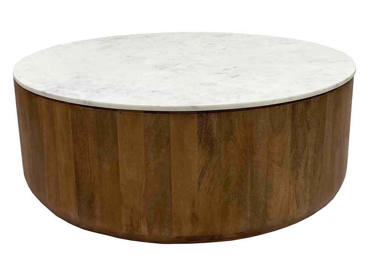 Josie Pottery Brown/Marble Round Coffee Table by Classic Home at Eve Furniture