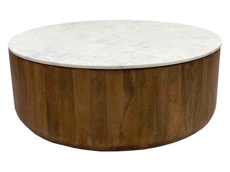 Josie Pottery Brown/Marble Round Coffee Table by Classic Home at Eve Furniture