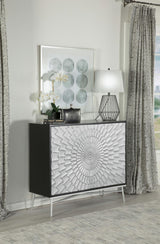 Josie Black/Silver Rectangular 2-Door Accent Cabinet