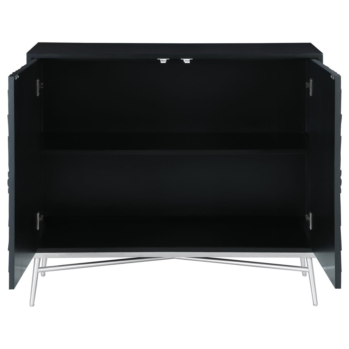 Josie Black/Silver Rectangular 2-Door Accent Cabinet