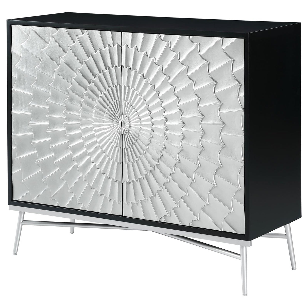 Josie Black/Silver Rectangular 2-Door Accent Cabinet