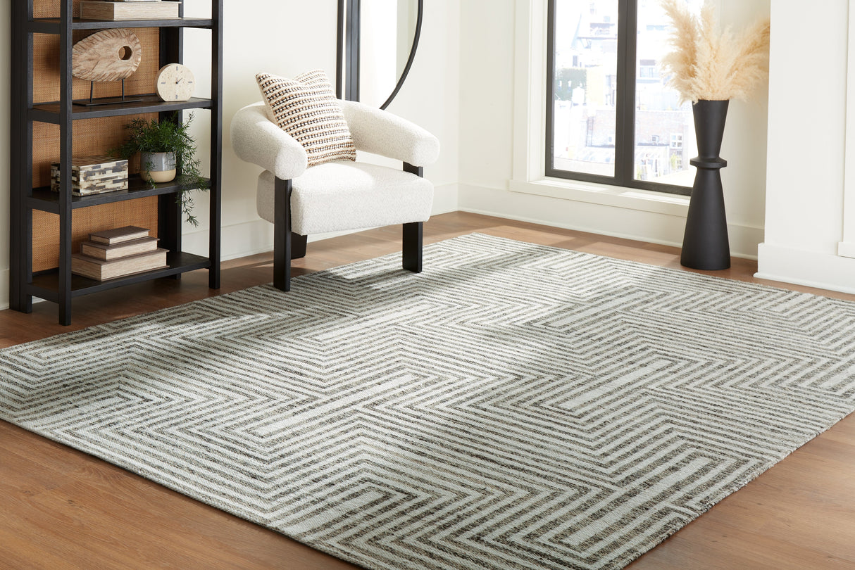 Jossen Ivory/Gray Large Rug by Ashley at Eve Furniture