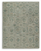 Jossland Green/Ivory Large Rug by Ashley at Eve Furniture