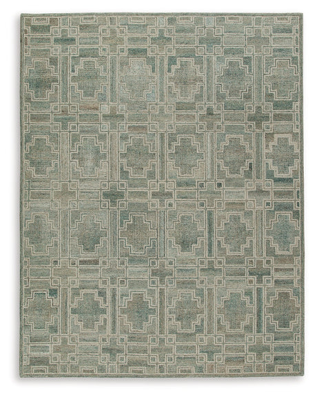 Jossland Green/Ivory Large Rug by Ashley at Eve Furniture