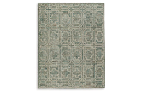 Jossland Green/Ivory Large Rug by Ashley at Eve Furniture