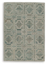 Jossland Turquoise/Ivory Medium Rug by Ashley at Eve Furniture