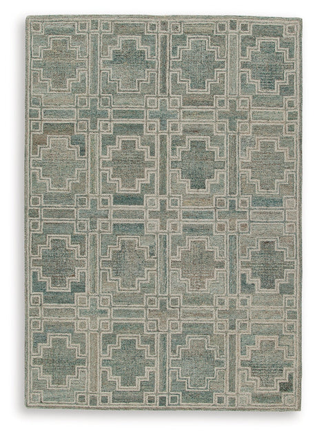 Jossland Turquoise/Ivory Medium Rug by Ashley at Eve Furniture
