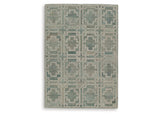 Jossland Turquoise/Ivory Medium Rug by Ashley at Eve Furniture