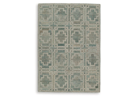 Jossland Turquoise/Ivory Medium Rug by Ashley at Eve Furniture