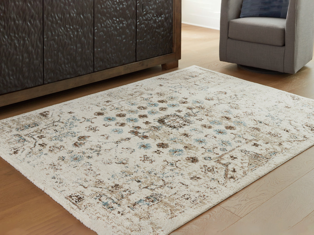 Jossler Ivory/Brown/Teal Medium Rug