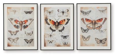Jossletts Orange/Black/Ivory Wall Art (Set of 3) by Ashley at Eve Furniture