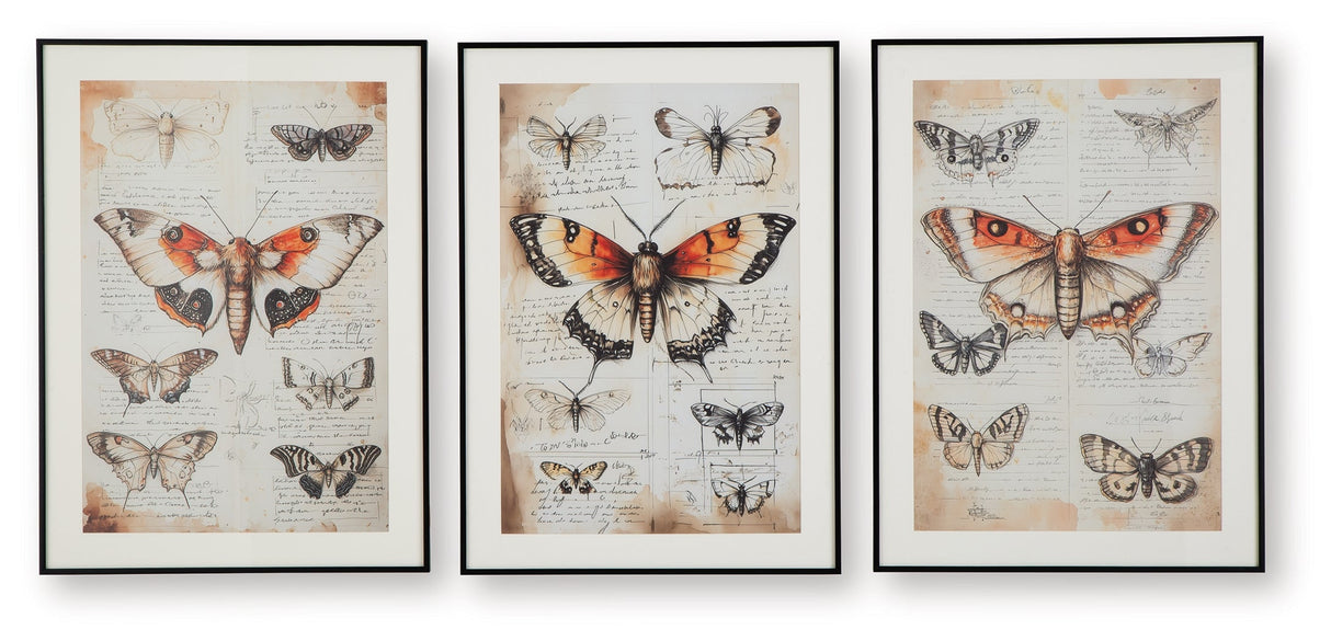 Jossletts Orange/Black/Ivory Wall Art (Set of 3) by ASHLEY FURNITURE at Eve Furniture
