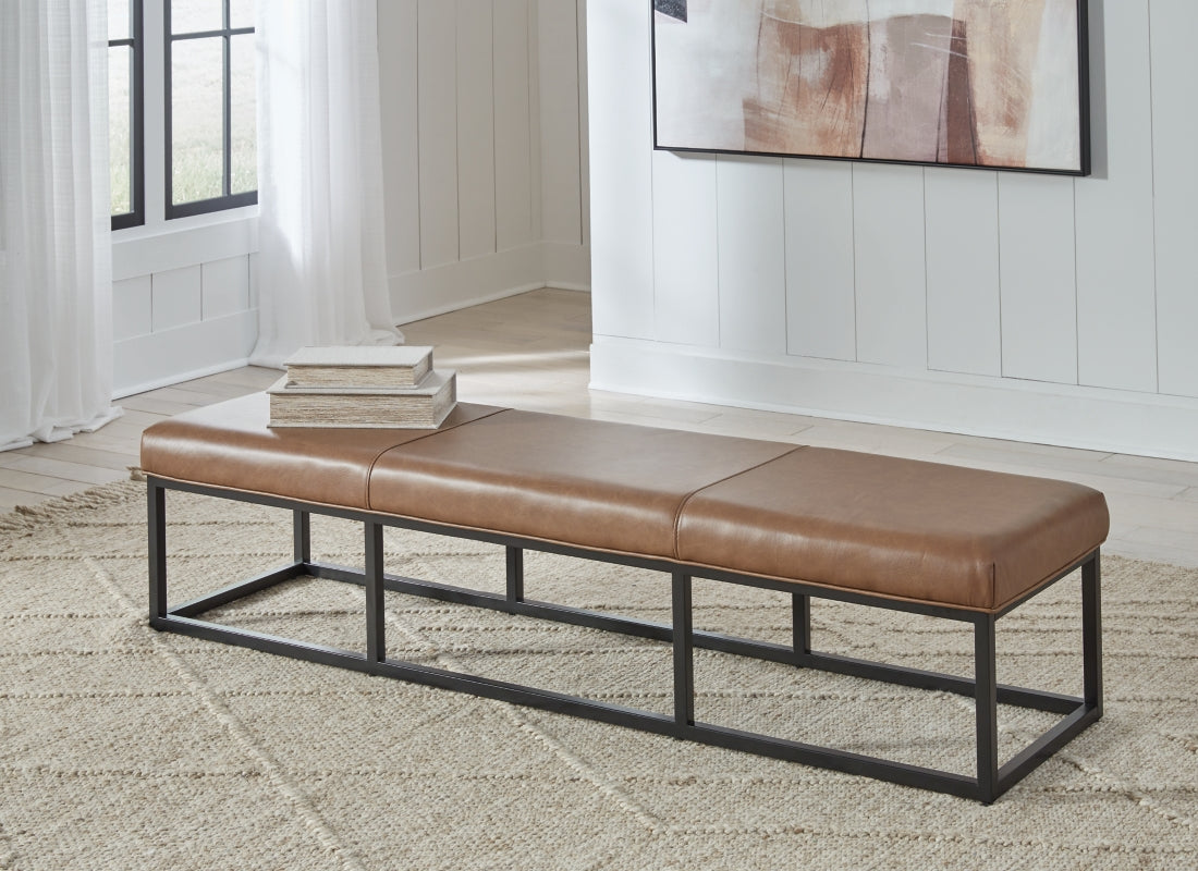 Joston Caramel Accent Bench by Ashley at Eve Furniture