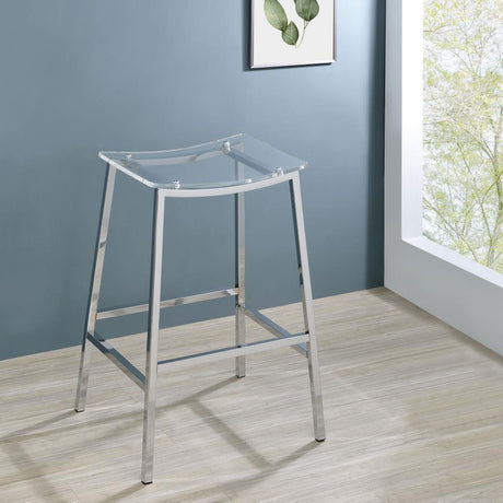 Jovani Acrylic Backless Bar Stools Clear and Chrome (Set of 2) by Coaster at Eve Furniture