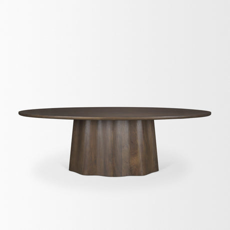 Jovani Solid Dark Brown Mango Wood Oval Dining Table by Mercana at Eve Furniture
